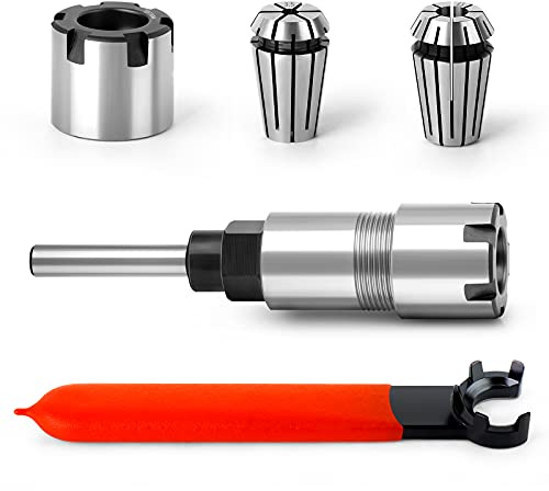 MEIGGTOOL 1/4 Inch Shank Router Bit Extension Collets ER16M Extender Chuck Converter Adapter, Convert 1/8-Inch & 1/4-Inch Shank Bits for Milling Lathe Tool Workholding and CNC Engraving Machine