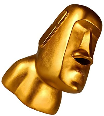 Cabilock Resin Moai Statue Taschentuchbox Goldfarbene Papierbox Wohnkultur Kreatives Geschenk Wohnzimmer-Dekoration Tisch-Organizer Für Haushalt Und Büro