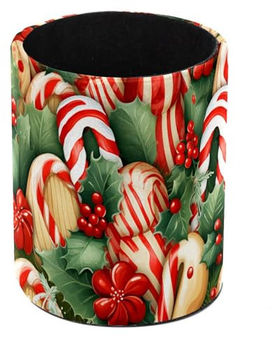 Christmas Canes Pretty Desk Pen Holder, Pencil Pen Desk Organizers, Pencil Holder Pencil Case Cup Pencil Bag for Desk Office Pen Case for School, Kids