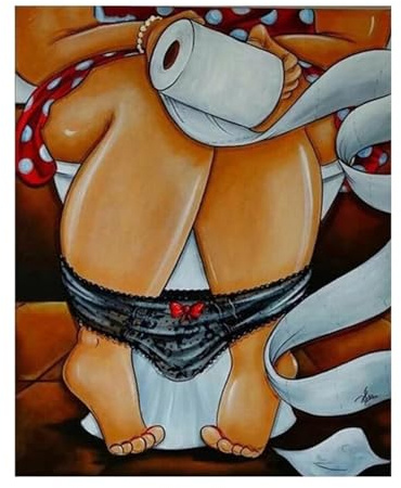 Yoonqun Malen Nach Zahlen Erwachsene,Toilette Frau DIY Ölgemälde auf Leinwand Erwachsene Kinder Ölgemälde Kit mit Pinseln und Acrylfarbe für Home Décor (mit Rahmen) 40x50cm