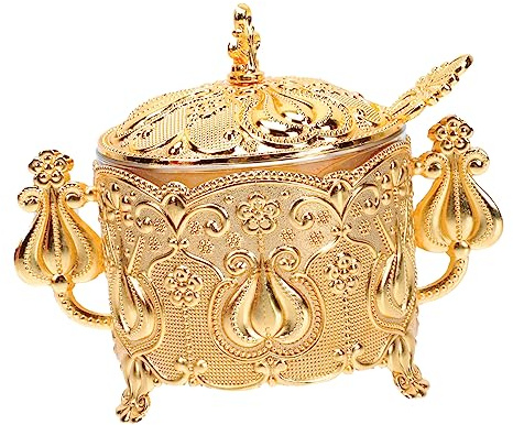 Zerodeko Azucarero De Metal Con Cuchara Azucarero Vintage Granulado Para Cocina De Lujo De Estilo Europeo Con Tapa De Zinc