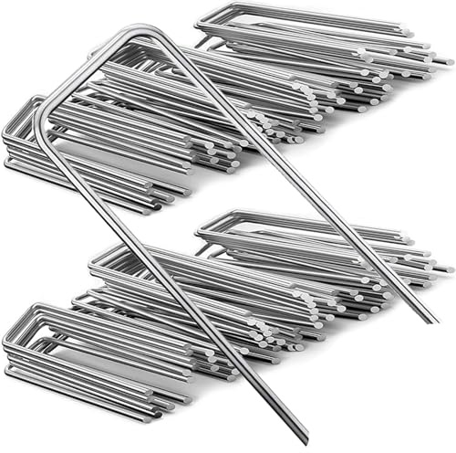 Basicon 100 Stück Erdanker, Profi Bodenanker Erdnägel Heringe, 100 MM Lang, 40 MM Breit, Ø 2.5MM Schwarz, Stabil für Unkrautvlies, Gartenvlies, Zaun & Netz