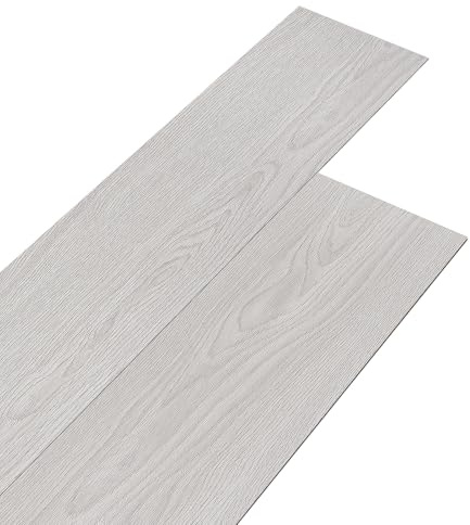 36pcs Self Adhesive Floor Tiles Floor Tiles with Wood Effect Peel and Stick Floor Tiles 2.0 mm Thick for Kitchen Living Room and Bathroom Floor Planks(5.02㎡,White Grey)