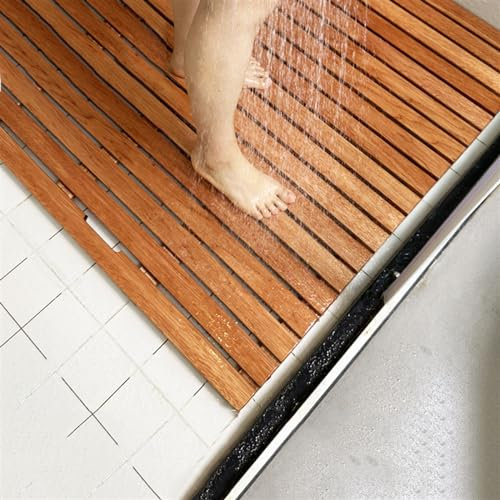40 50 60 70 80 90 cm lange Holz-Badematten für Badezimmerböden, rutschfeste, wasserfeste Duschmatte für Spa, Sauna, Pool, Whirlpool, leicht zu reinigende Bodenmatte für den Innen- und Außenbereich, mi