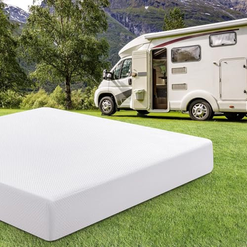 Short King RV-madrass 25 cm minnesskummadrass med Tencel-skydd, premiumkylande grönt te/gel medium fast sängmadrass i låda för husbil/lastbil/släpvagn, CertiPUR-US 180 cm x 183 cm madrasser i USA