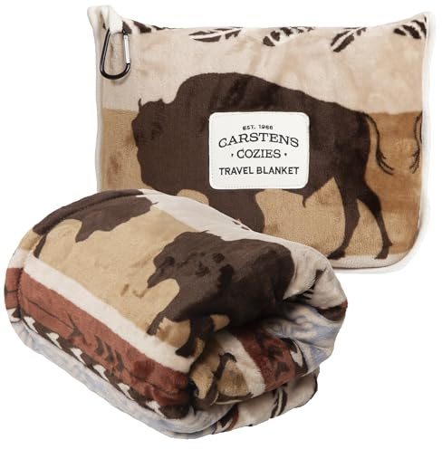 Carstens, Inc. Reisedecke, Premium, kompakt, 2-in-1-Flugzeugdecke/Kissen, Buffalo Stripe