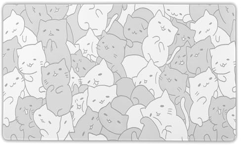 Kawaii Cats Gaming Mouse Pad XL Large Cute Anime Kittens Japanese Extended Big Large Desk Mat Non-Slip Rubber Base Stitched Edge Long Keyboard Mousepad for PC Computer Laptop,24x14 Inches，60x35 CM