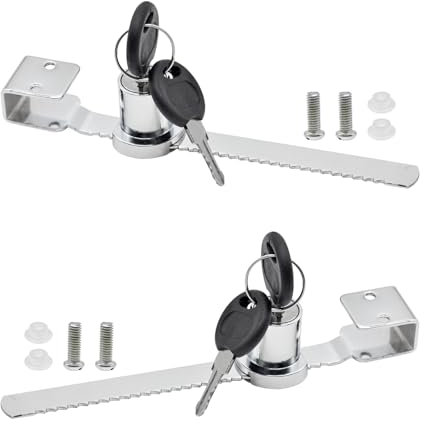 Bailinks Serratura a Cricchetto per Porta Scorrevole in Vetro,Chiavi incluse, Serratura per Vetrina, per Armadio, Scaffale e Vetrine di Mostra, con Struttura Robusta e Finitura Antiruggine Argento (2)