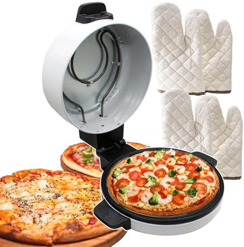 forplubossmmp Electric Non-Stick Pizza Maker with 2 Gloves/Pizza Making Machine 2000W Uniform Heating/Indoor Pizza Toaster Oven Grill Oven for Commercial/Compact Size(38cm/15in*17cm/6.7in