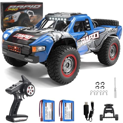 Yidedraw Ferngesteuertes Auto 4WD RC Auto 1/14 50 km/h Offroad Geländewagen 2.4Ghz All Terrain Rennauto RC Buggy mit 2 Akku Ferngesteuert Monstertruck für Kinder und Erwachsene Spielzeug Geschenk Blau