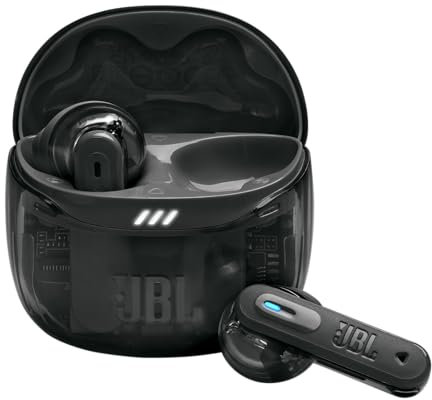 JBL Tune Flex Ghost 2, Wireless Noise Cancelling Bluetooth Earbuds with 48h Playtime, IP54 Water and Dust Resistant, Multi-Point Connection, Ergonomic Design, Open-Back Stick Design, Black Ghost