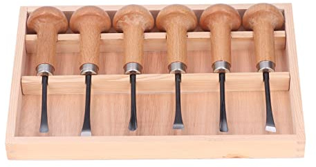 6 Pieces Wood Chisel Set, Wood Carving Chisels Sculpture Hand Tools Mushroom Handle DIY Art Craft Accessories, Professional Woodworking Tools