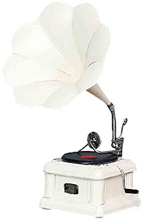 MRKU Klassisches Retro-Grammophon, Vintage-Plattenspieler, Antikes Grammophon, Bastelmodellbausatz, Grammophon, Antike Dekoration für Zuhause, Kinder, Weiß
