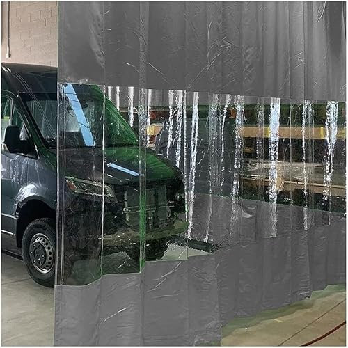 Portes De Maison Rideaux De Séparation De Garage Vinyle Industriel Rideaux Extérieurs Avec Panneaux De Bâche Transparents Gérer Votre Espace De Garage Diviser Rapidement(Size:2.6x3m,Color:Côté gris)