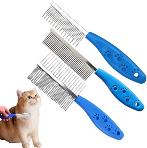 Hundekämme,3pcs Haustierkamm,Haustier Stahlkamm,Entwirrkamm Hund,Edelstahl Haustierpflege Kamm,von Verwicklungen und Knoten,Pudelpflege Deshedding Tool
