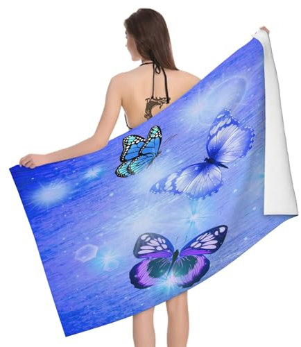 Leichong Telo Mare Grande Microfibra 100x200 cm Stampa Leopardo, Telo da Bagno in 3D Fumetto Della Giungla Asciugamano da Spiaggia da Asciugatura Rapida Assorbente per Palestra, Yoga