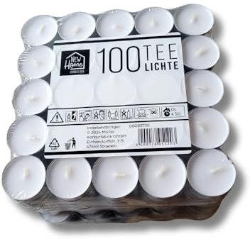 100 Stück Teelichter Weiß,Teelichter Alu-Cup,Durchmesser 38 mm, Ohne Duft, 4 Stunden Brenndauer, Großpackung,Decorative Household Candles,(Natürlichen Sojawachsmischung)