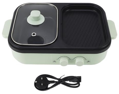 SustVita Hot Pot elettrico con divisore, antiaderente a doppio lato, pentola da cucina multifunzione da 1300 W per friggere, grigliare e pentola calda con controllo della temperatura