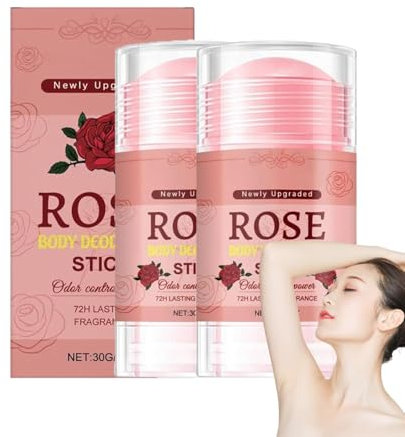 Natural deodorant body care stick, portable deodorant stick, effectively removes underarm sweat odor, rose scent, soothes and moisturizes the skin, lasting freshness