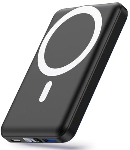 Yiisonger Powerbank für Magsafe,Magnetische Power Bank 10000mAh,Externer Akku mit USBC Ladekabel und LED-Display, 22.5W PD Schnelles Laden, Kompatibel für iPhone 16/15/14/13/12/Pro/Pro Max/Plus