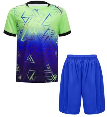 iiniim Barn pojkar sportset 2 delar Snabbtorkande T-shirt + shorts sportdräkt träningsoverall för jogging fotboll basket kläder, Aa lysande grön, 146-152