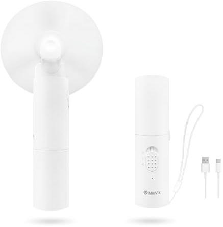 MinVix Handheld Portable Fan, Mini USB-C Rechargeable Travel Fans for Women, Battery Powered Small Desk Fan, Foldable Electric Airplane Essentials, Pocket Holiday Makeup Gadgets & Festival Accessories