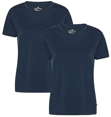 DANISH ENDURANCE Magliette Donna in 100% Lana Merino, Maglia Termica Donna Maniche Corte, T-Shirt, 2 Paia, Blu Notte, XL