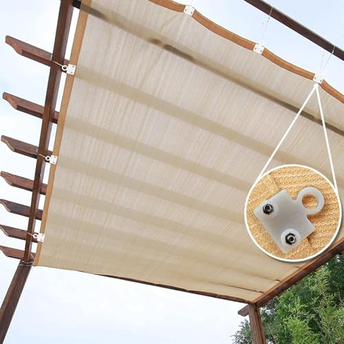 Red De Sombra, Sombrilla De Vela Que Filtra La Luz 95% UV Block Panel De Sombra De Malla Solar con Clips para Cenador De Pérgola De Patio, Beige, 2x6m/6.5x19.6ft