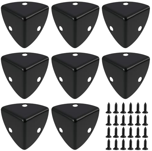 Jecdfs kantenschutz Metall, Eckenschutz Metall Schwarz 8 Stück – Kantenschutz Winkel für Holzkisten, Möbel, Flightcases, Truhen, Kofferboxen – Robuste Protektoren mit Schrauben, 23x23x23 mm