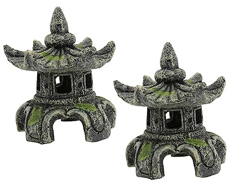 HIAKDOFT 2 Stück Fischversteck Aquarium Dekoration Teilig Resin Unterwasserfigur Stabile Flache Basis Bunte Chinesische Design Versteck für Kleine Fische Vielseitig für Aquarium und