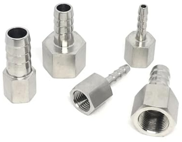 8 10 12mm Hose Barb X 1/8 1/4 3/8 1/2 Female Connector Joint Pipe Fitting High Pressure 304 Stainless Steel Coupler Adapter(8mm,3/8)