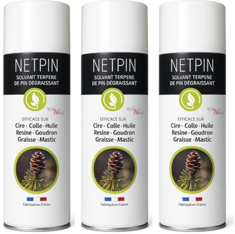 Solvant dégraissant dégoudronnant multi-usages à base de Pin - Élimine Cire, Colle, Huile, Graisse, Résine, Goudron et Mastic – Aérosol 400 ml (3 Aérosols)