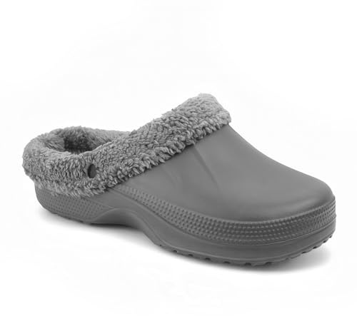 CHILLIFE Zoccoli invernali da uomo – Lavoro, cucina e giardino – EVA con fodera calda, leggeri, realizzati in Portogallo, grigio, 40 EU