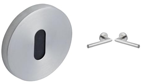 Vachette - Jeu de Rosaces Carrés MUZE/ARTIS/SCULPT + Poignée de Porte sur Rosace Ovalis - Clé L pour Porte de Chambre/Bureau + pour Portes Intérieures/Extérieures - en Acier - Garantie 10 ans