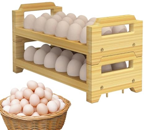 Portauova Rustico - Espositore in legno impilabile decorativo, porta uova, contenitore per uova e contadino, decorazione cucina agricola, organizzazione uova, accessorio culinario rustico