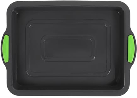 Homoyoyo Moule à Pâtisserie en Silicone Multifonction Résistant à la Chaleur Moule à Gâteau Roulé sans Cadre Gris Foncé Poignée Verte Lavable et Adapté à la Cuisson Maison et