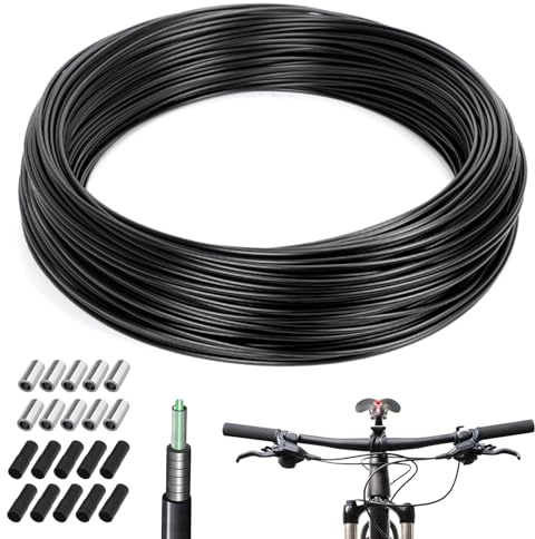 Fahrrad Bremszug, 10 Meter Fahrrad Bike Bremszughülle ø5mm, Bremszug Fahrrad Außenhülle mit Endkappen, für Fahrrad Mountainbike Usw, für Mountainbike Rennrad Ersatz Kabel, Schwarz