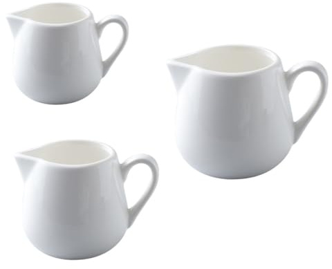 SAFIGLE Set 3 Pezzi Bricchi Latte in Ceramica Manico 50ml 100ml 240ml, Contenitori per Marmellata e Salsa, Base Antiscivolo per Uso Domestico e Servire in Cucina