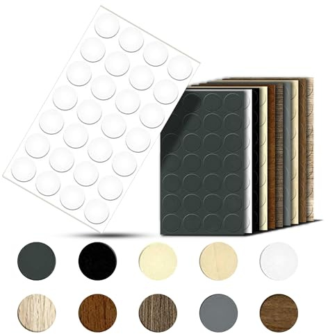 haggiy Abdeckkappen/Möbelpflaster Ø20 mm - 28 Stück - Kristallweiß | Selbstklebende Abdeckungen für Schrauben & Bohrlöcher, Möbelschutzkappen, Schraubabdeckung
