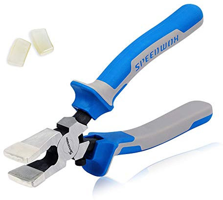 SPEEDWOX Glass Running Pliers with Rubber Tips for Glass Cutting 8 Inches Key Fob Pliers with Curved Jaws Heavy Duty Mosaics Breaking Tool Gifts for Dad Daddy Papa Grandpa Men Husband Him