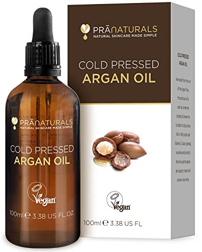 PraNaturals 100% marokkanisches, reines, natürliches Arganöl für Gesicht & Körper – Reich an Vitamin E – keine Parabene oder SLS, Vegan & frei von Tierversuchen