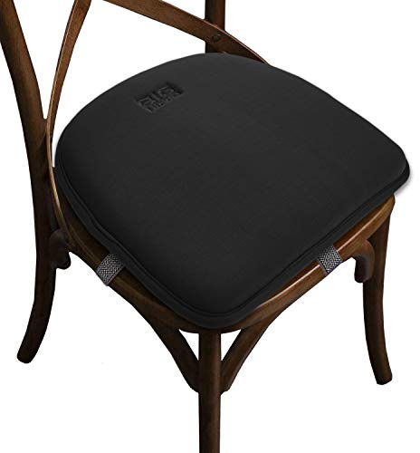 Big Hippo Seat Cushion Memory Foam Seat Pads for Chairs Padded Cushion Chair Seat Pads with Elastic Bands Non-Slip Seat Pad Cushions for Home Kitchen Garden Office Car (Black)