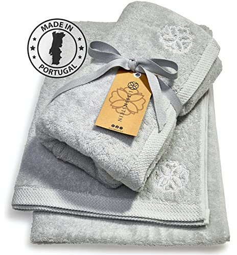 Liebenstein® [2er Set Premium Saunahandtuch - in hellgrau - 70x200 cm - aus feinster Baumwolle mit 625 g/m² - außergewöhnlich weich und saugstark (hellgrau)
