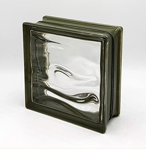 Bloque de vidrio Bormioli Rocco Agua Reflejos Olive Green | cm 19x19x8 | Unidad de venta 1 caja de 6 pzas