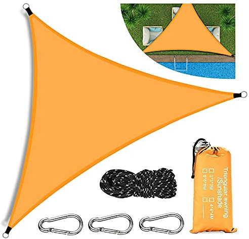 Yuragim Tende da Sole per Esterno, Vela Ombreggiante, Tenda a Vela Impermeabile Triangolare 3x3x3m, Protezione Raggi 95% UV Vela Parasole Ombreggiante, Adatto per Esterni, Terrazza, Giardino, Prato