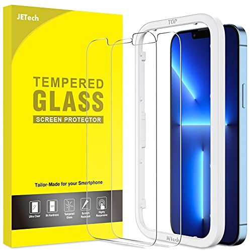 JETech Schutzfolie für iPhone 13 Pro Max, 2 Stück | 9H Gehärtetes Glas Displayschutzfolie, HD Klar, Kratzschutz, Einfache Installationshilfe