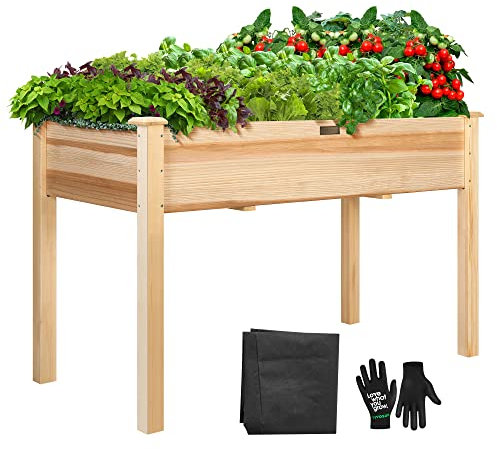 VIVOSUN Raised Garden Bed with Legs Outdoor Wood 48x24x30 Elevated Planter