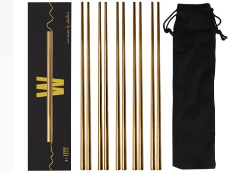 Whatakant - Sumoringer Edelstahl Essstäbchen | 10er Set in Gold | nachhaltige & wiederverwendbare Sushi Stäbchen mit Samtbeutel to go | japanische Essstäbchen spülmaschinenfest | 23 cm Länge