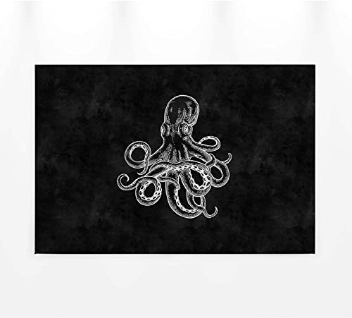 BRICOFLOR Tafel Bild mit Oktopus | Industrial Leinwandbild in Schwarz Weiß für Büro und Küche | Modernes Wandbild auf Canvas mit Kraken Design