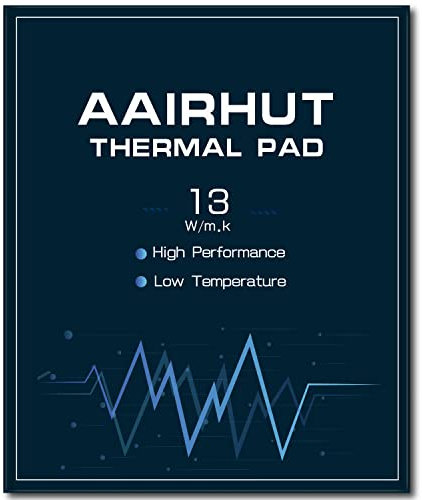 Aairhut Thermal Pad 13W/mK, 120x120x0.5mm Silicone Cooling Pad GPU Non Conductive Heat Resistance Extreme Odyssey Cover with Dual Self-Adhesive Films for PC Laptop Heatsink/GPU/CPU/LED